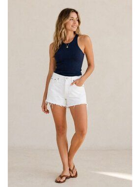 Polo Ralph Lauren White Denim Shorts Women’s Sz 31 Cut Off Raw Hem Mid Rise